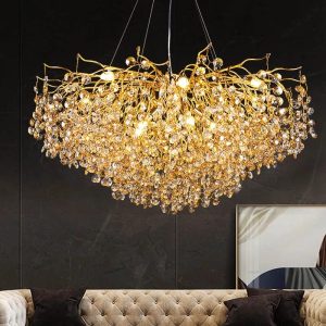 Gold Crystal Branch Chandelier - Modern Luxury Lighting